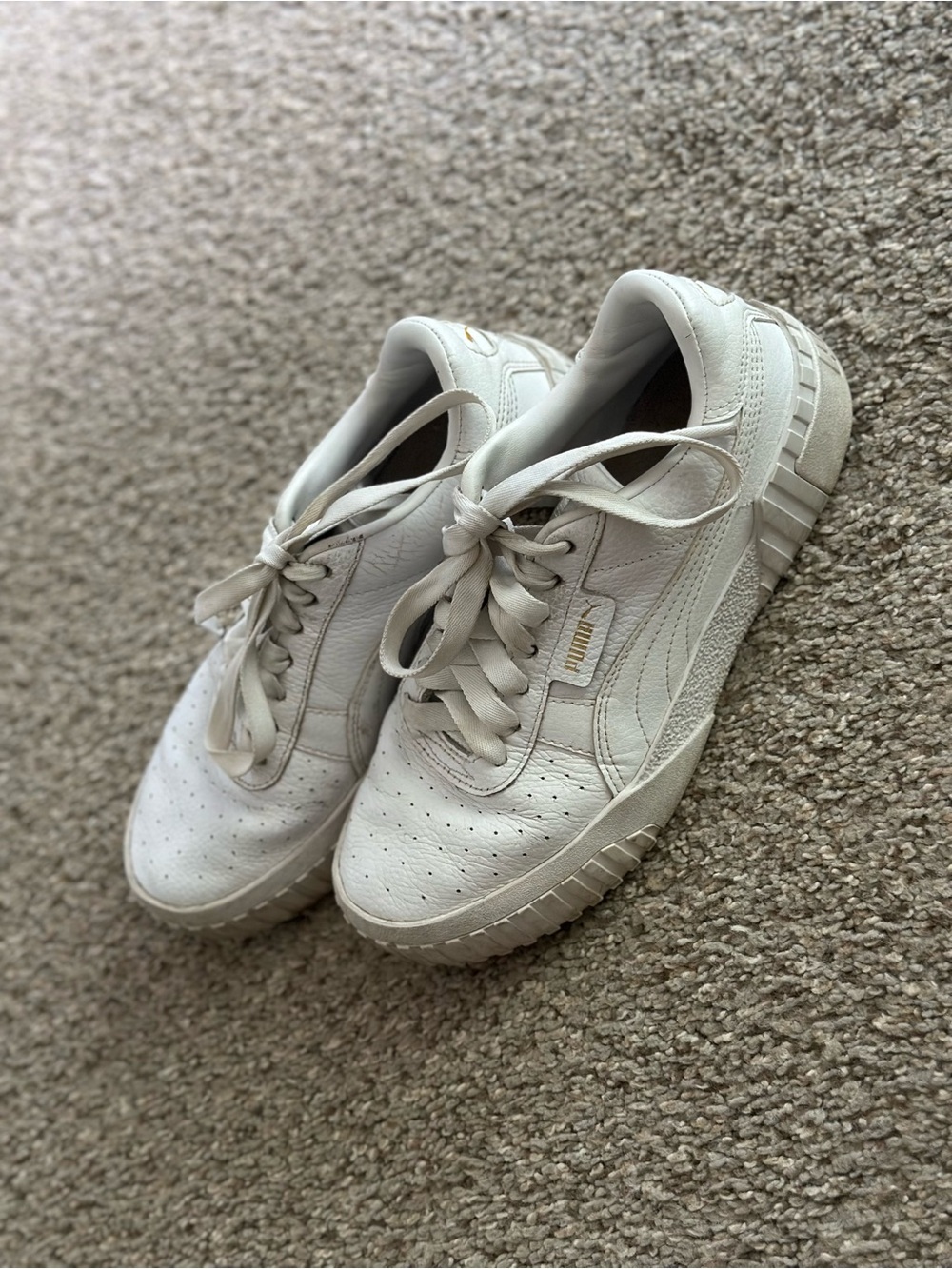 Puma Ivory/White Leather Sneakers